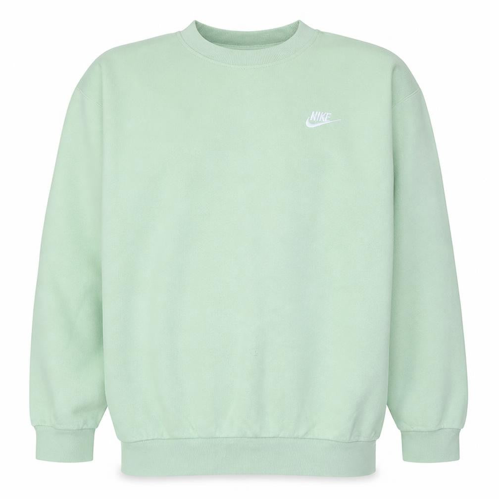 Front view of Nike boys’ green xl pullover fleece sweatshirt crew neck logo jumper