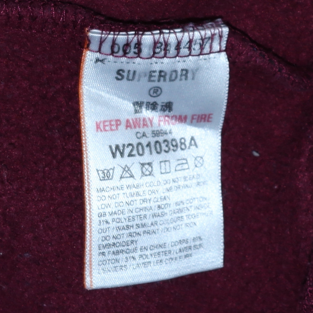 Superdry Womens Burgundy Pullover Sweatshirt UK 16 Cotton Blend