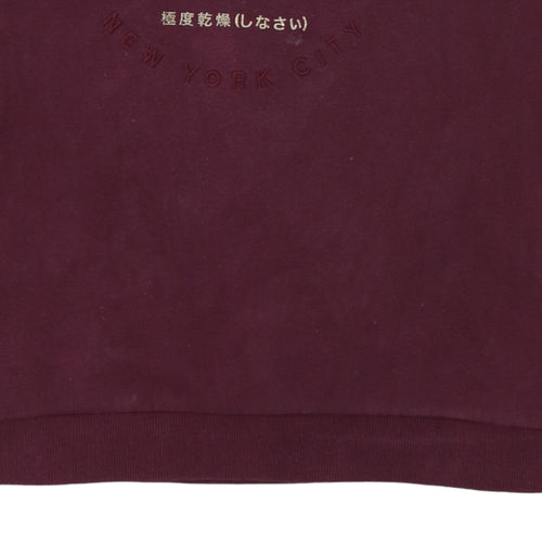 Superdry Womens Burgundy Pullover Sweatshirt UK 16 Cotton Blend