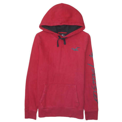 Hollister Men’s Red Pullover Hoodie Size M Fleece Graphic Logo