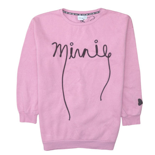 Disney Women Pink Minnie Sweatshirt XL Crew Neck Pullover