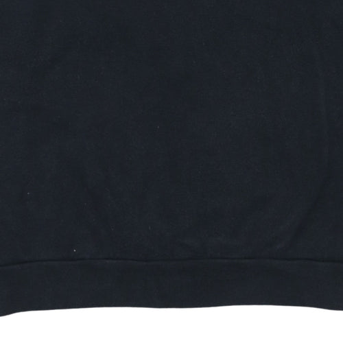 Adidas Women Black L Crew Neck Pullover Sweatshirt with Logo Stripes