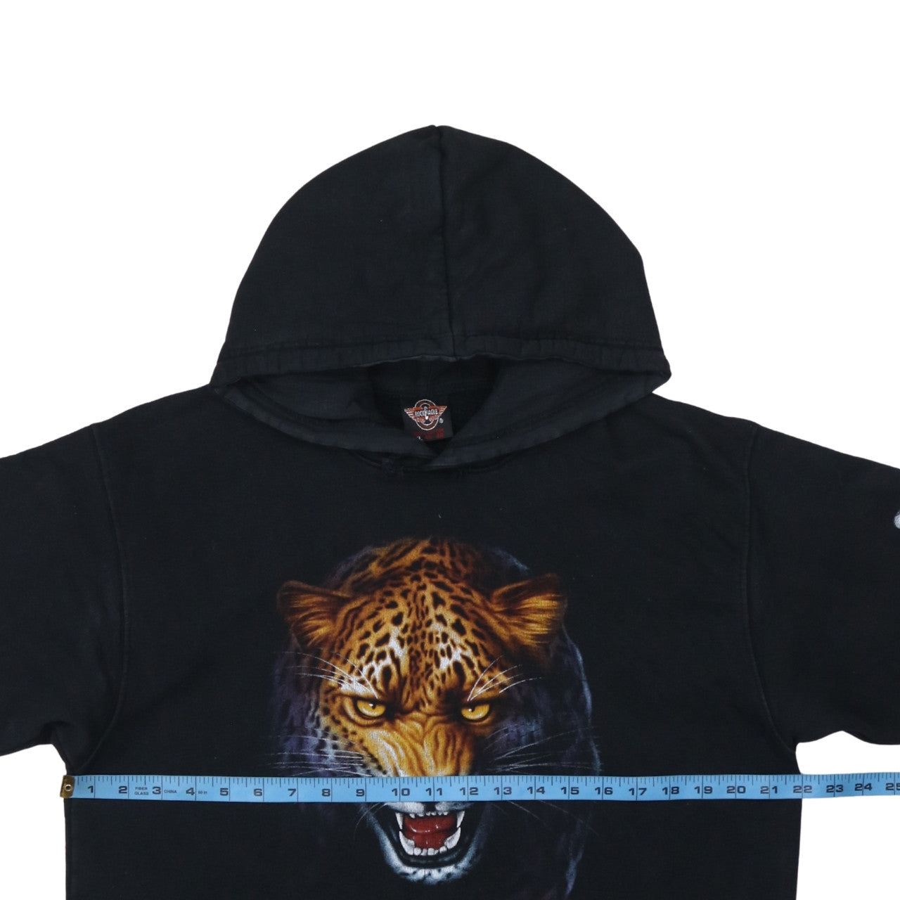 Rock Eagle Mens Black XL Pullover Hoodie Leopard Graphic Fleece