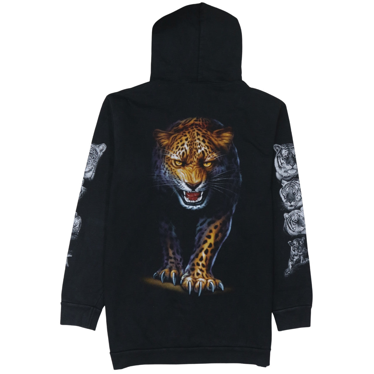 Rock Eagle Mens Black XL Pullover Hoodie Leopard Graphic Fleece