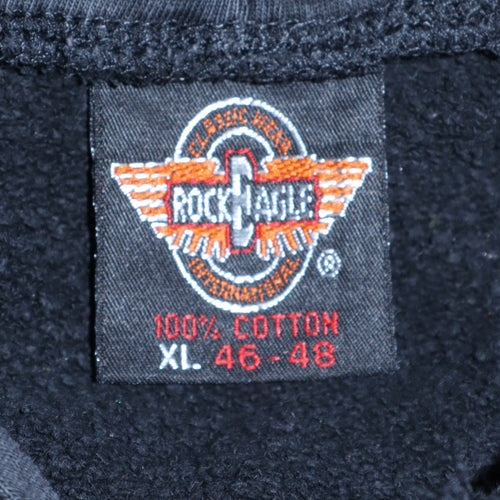 Rock Eagle Mens Black XL Pullover Hoodie Leopard Graphic Fleece