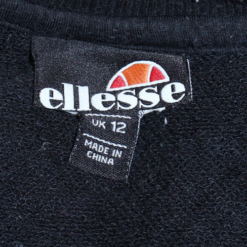 Ellesse Womens Black Cotton Blend Crew Neck Sweatshirt UK 12