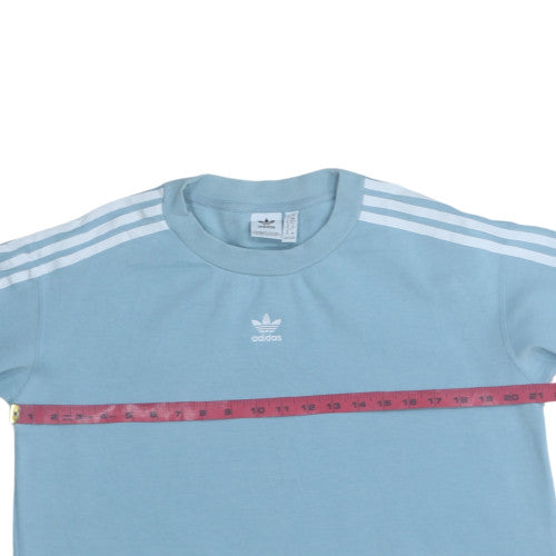 Adidas Women Blue Crew Neck Pullover Sweatshirt UK 6 Cotton Blend