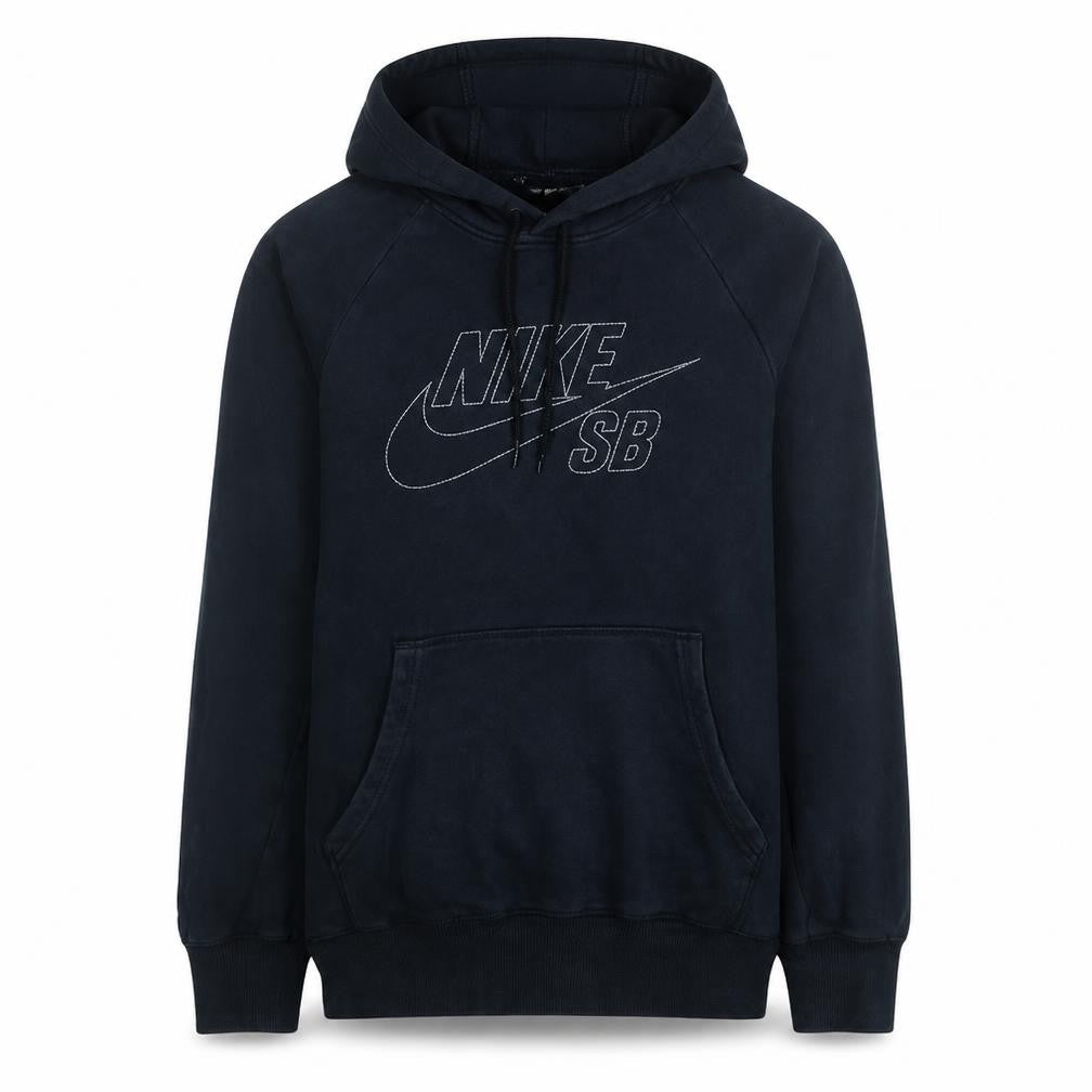 Front view of Nike SB men’s black m pullover hoodie cotton blend skate sweatshirt