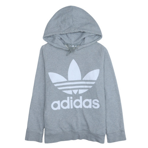 Adidas Women's Grey Trefoil Pullover Hoodie Size 16 UK