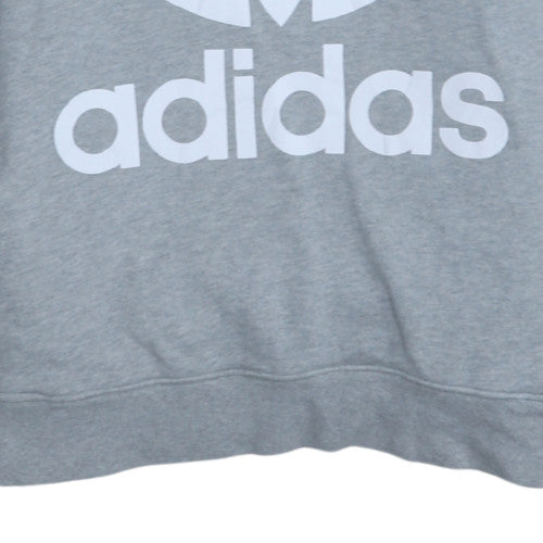 Adidas Women's Grey Trefoil Pullover Hoodie Size 16 UK
