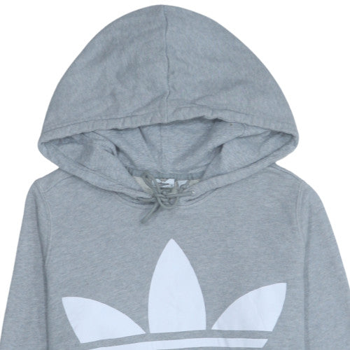 Adidas Women's Grey Trefoil Pullover Hoodie Size 16 UK