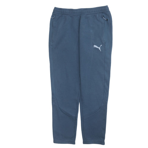 Puma Men Blue Jogger Sweatpants L Elastic Waist Tapered Fit Activewear