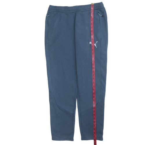 Puma Men Blue Jogger Sweatpants L Elastic Waist Tapered Fit Activewear