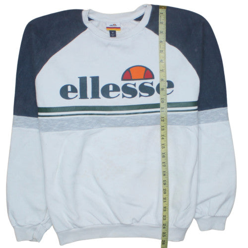 Ellesse Womens White Blue Logo Sweatshirt Size 12 Pullover Classic Fit