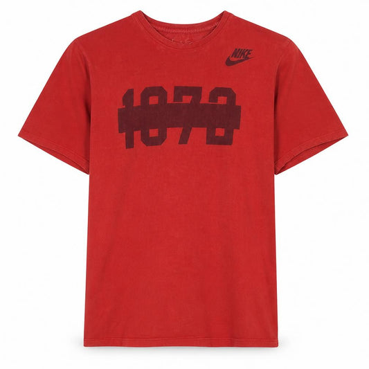 Front view of Nike Men's Red Graphic 1873 Athletic Cotton T-Shirt, size L