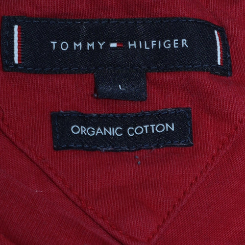 Tommy Hilfiger Men's Red Cotton Logo T-Shirt Size L