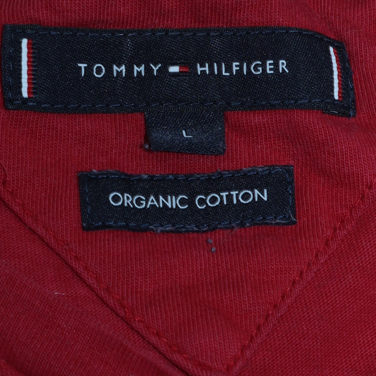 Tommy Hilfiger Men's Red Cotton Logo T-Shirt Size L