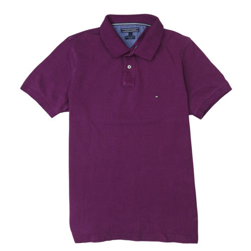 Tommy Hilfiger Men's Purple Slim Fit Cotton Polo Shirt L