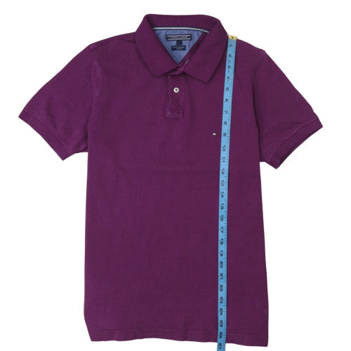 Tommy Hilfiger Men's Purple Slim Fit Cotton Polo Shirt L