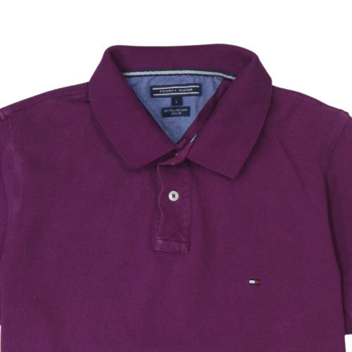 Tommy Hilfiger Men's Purple Slim Fit Cotton Polo Shirt L