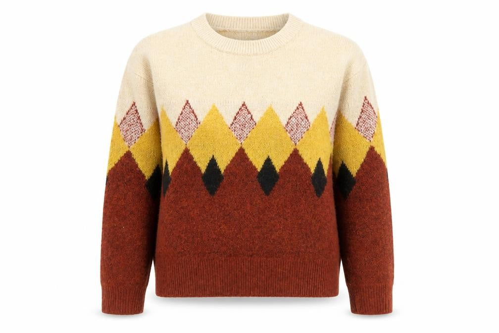 Front view of JCL women’s multicoloured argyle knit crew neck jumper m