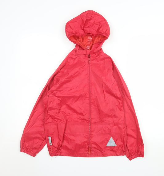 Result Girls Red Hooded Windbreaker Jacket 7-8 Years Water Resistant