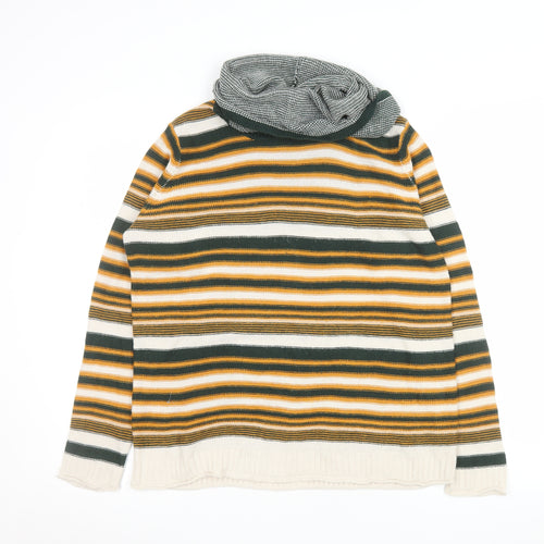 Gina Tricot Women's Multicoloured Striped Roll Neck Jumper Size S