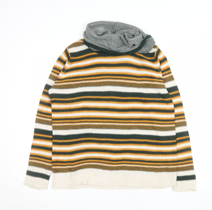 Gina Tricot Women's Multicoloured Striped Roll Neck Jumper Size S