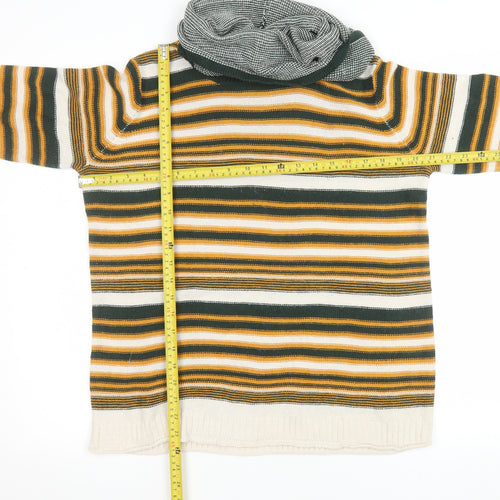 Gina Tricot Women's Multicoloured Striped Roll Neck Jumper Size S