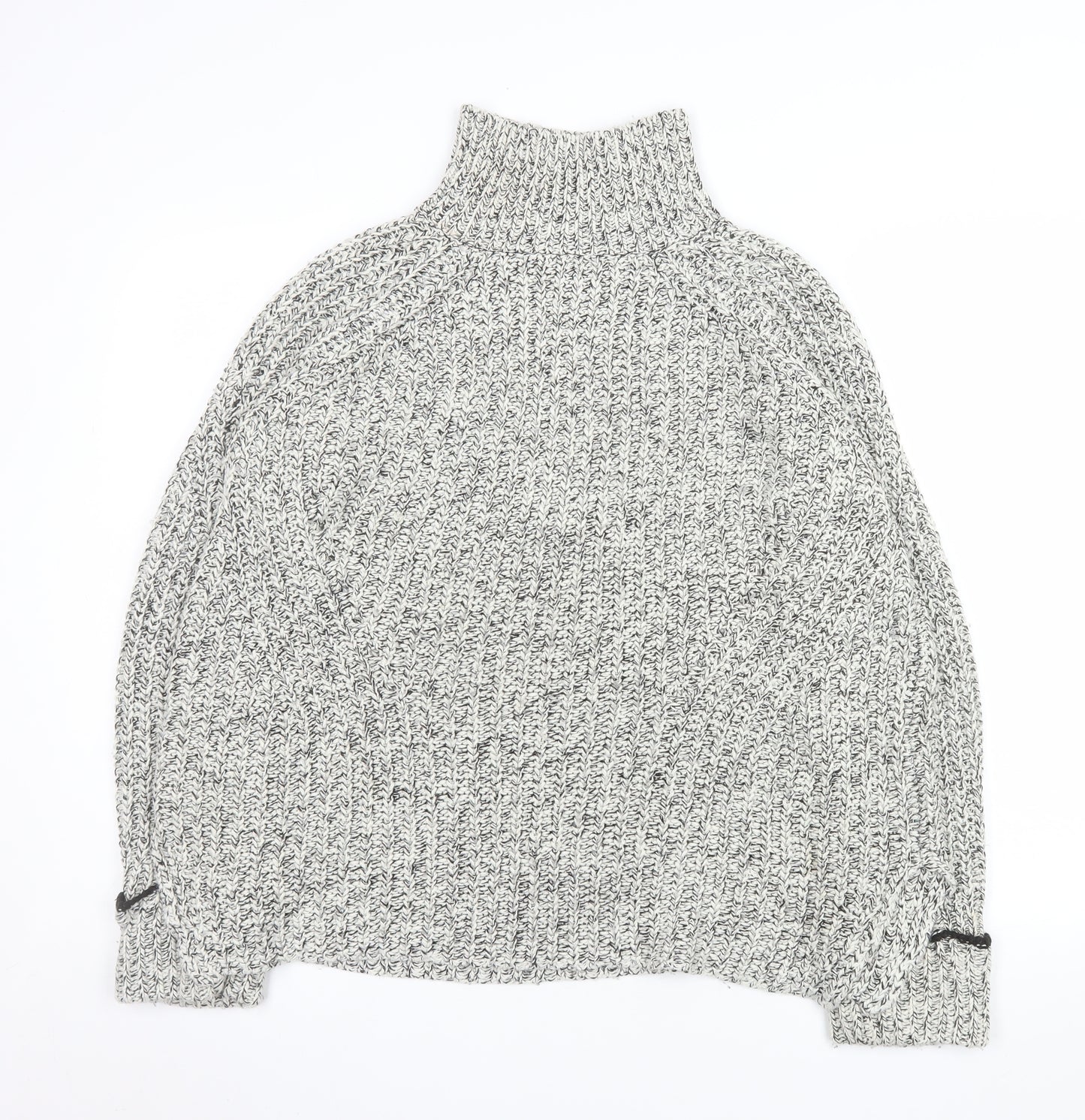 Topshop Women's Grey Roll Neck Chunky Knit Jumper Size 12