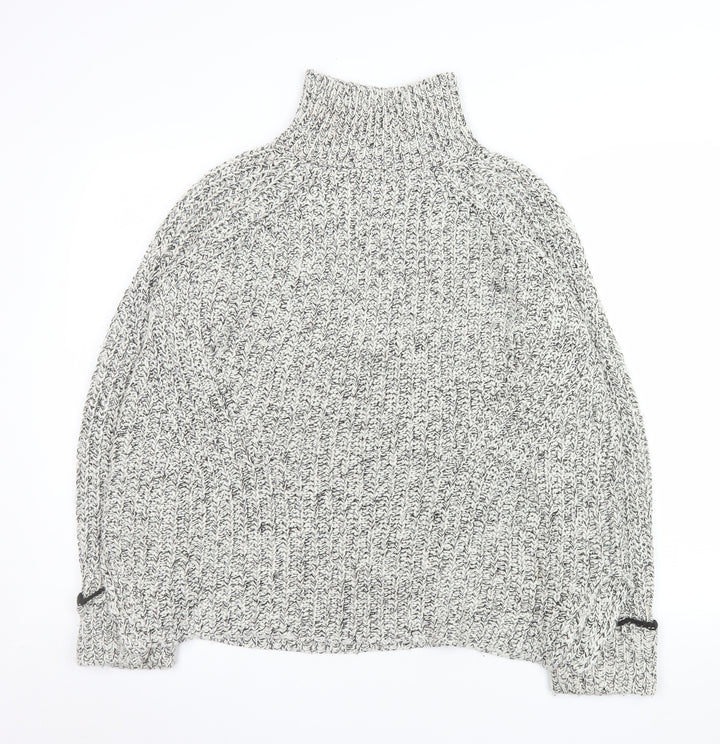 Topshop Women's Grey Roll Neck Chunky Knit Jumper Size 12