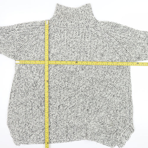 Topshop Women's Grey Roll Neck Chunky Knit Jumper Size 12