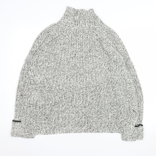 Topshop Women's Grey Roll Neck Chunky Knit Jumper Size 12