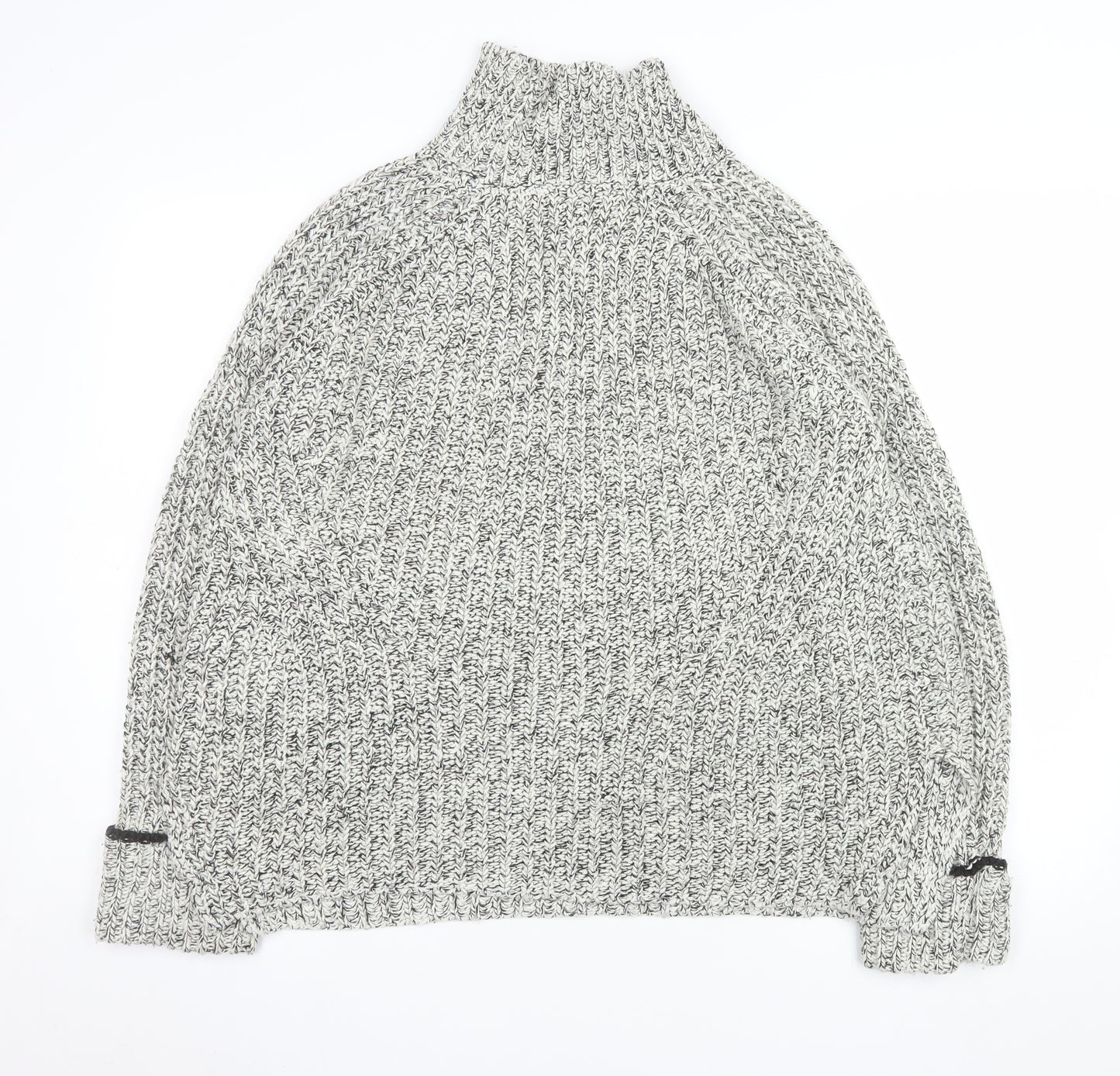 Topshop Women's Grey Roll Neck Chunky Knit Jumper Size 12