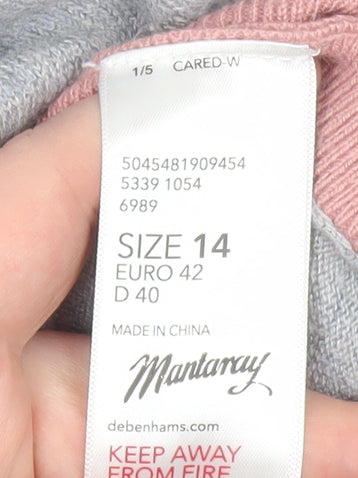 Mantaray Womens Grey Size 14 Embroidered Bird Pullover Jumper