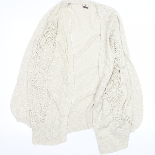 Roxy Women Beige Open Knit Long Sleeve Cardigan XL