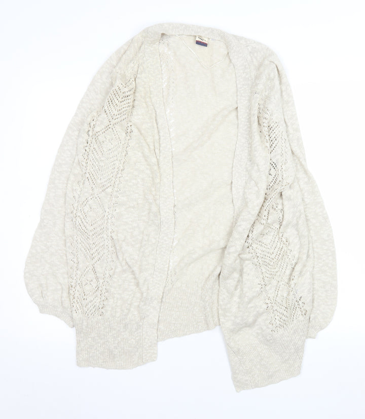Roxy Women Beige Open Knit Long Sleeve Cardigan XL