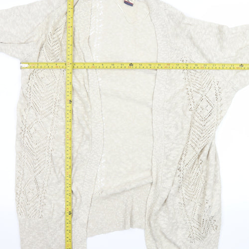Roxy Women Beige Open Knit Long Sleeve Cardigan XL