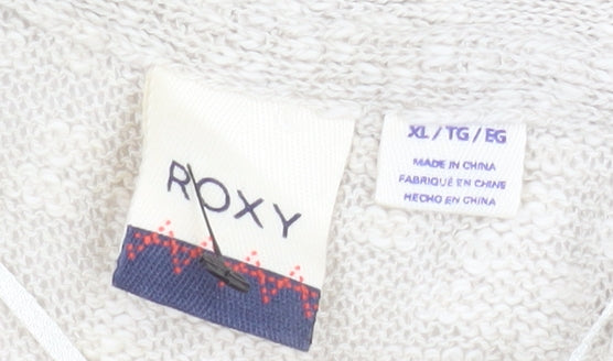 Roxy Women Beige Open Knit Long Sleeve Cardigan XL