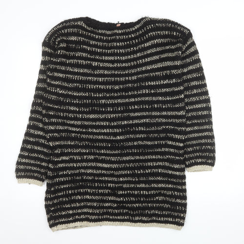 Sweewë Paris Women's Black Striped Mohair Knit Pullover Jumper S