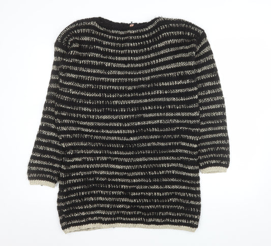 Sweewë Paris Women's Black Striped Mohair Knit Pullover Jumper S