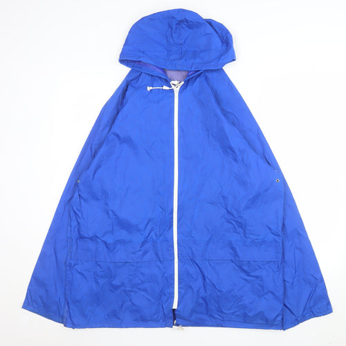Millets Men’s Blue Hooded Rain Cape Waterproof Nylon Size M Vintage