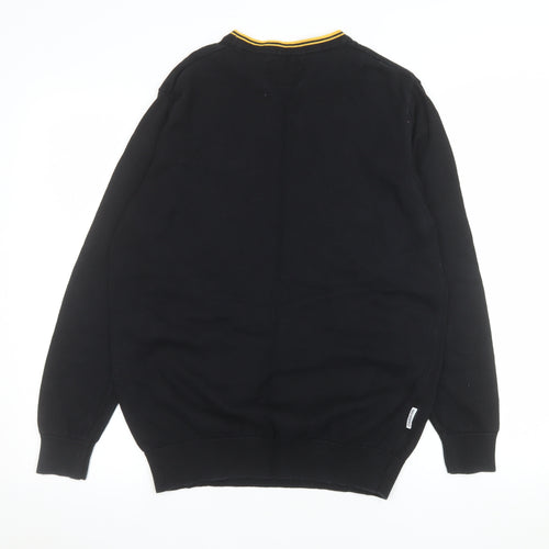 Lambretta Men's Black Cotton Crew Neck Pullover Jumper M