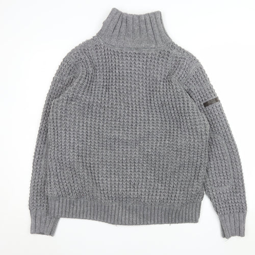 Next Men’s Grey Chunky-Knit Full Zip High Neck Jumper L