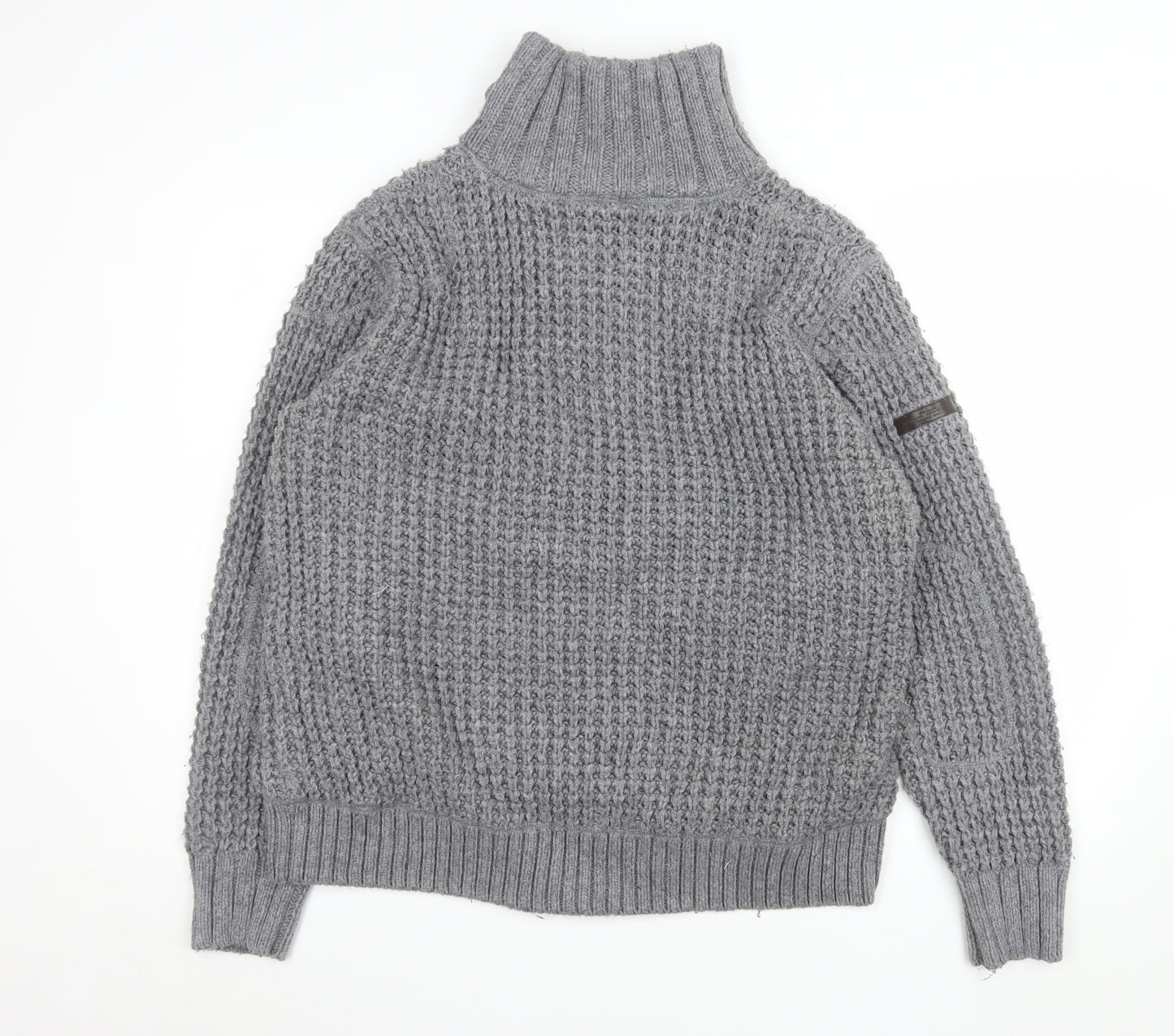 Next Men’s Grey Chunky-Knit Full Zip High Neck Jumper L