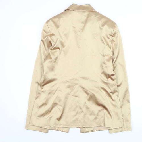 NL Collection Women Beige Single-Breasted Blazer UK 14 Tailored Satin Finish