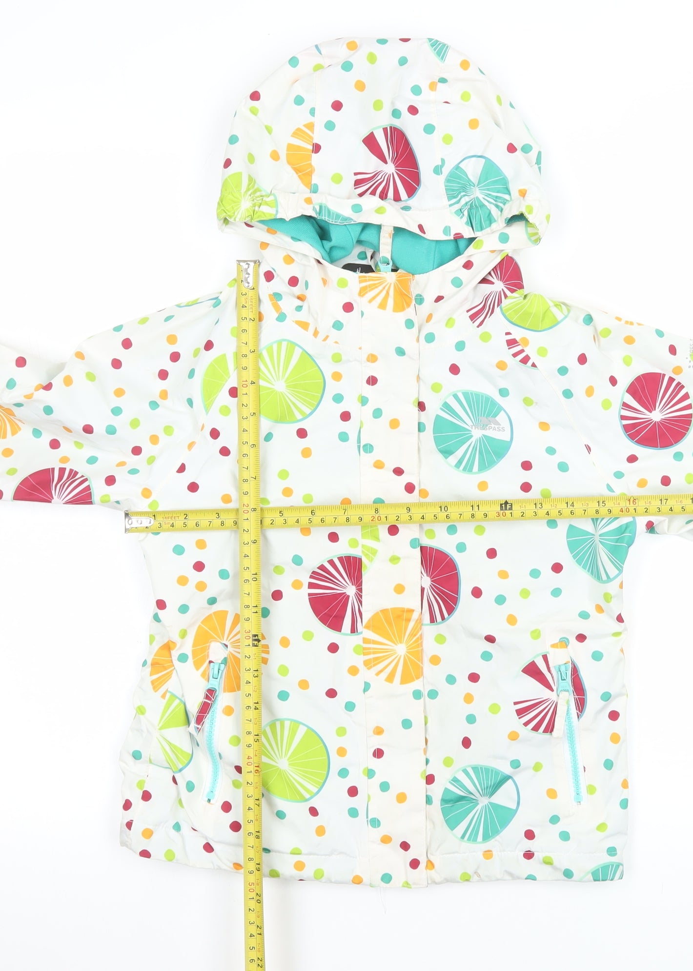 Trespass Girls Multicoloured Waterproof Hooded Rain Coat 7-8 Years