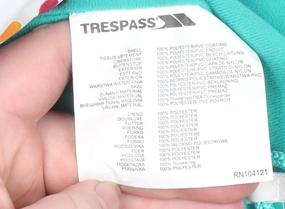 Trespass Girls Multicoloured Waterproof Hooded Rain Coat 7-8 Years