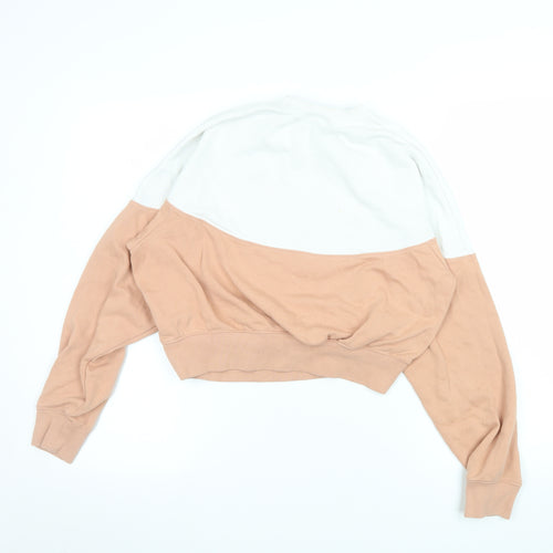 Nike Women’s Beige & White Colourblock Pullover Sweatshirt Size L