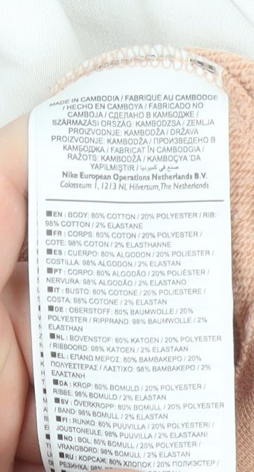 Nike Women’s Beige & White Colourblock Pullover Sweatshirt Size L